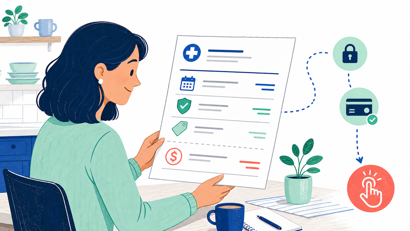 2D editorial illustration for Design patient statements people can understand and act on