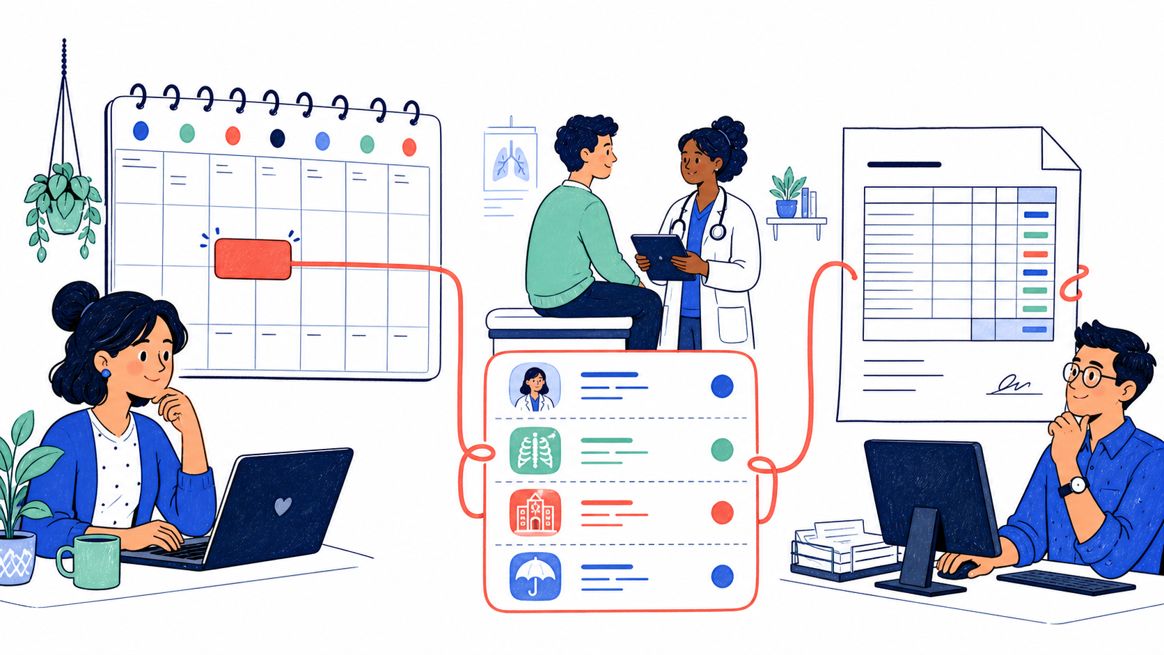 2D editorial illustration for Close the gap between the schedule and the charge